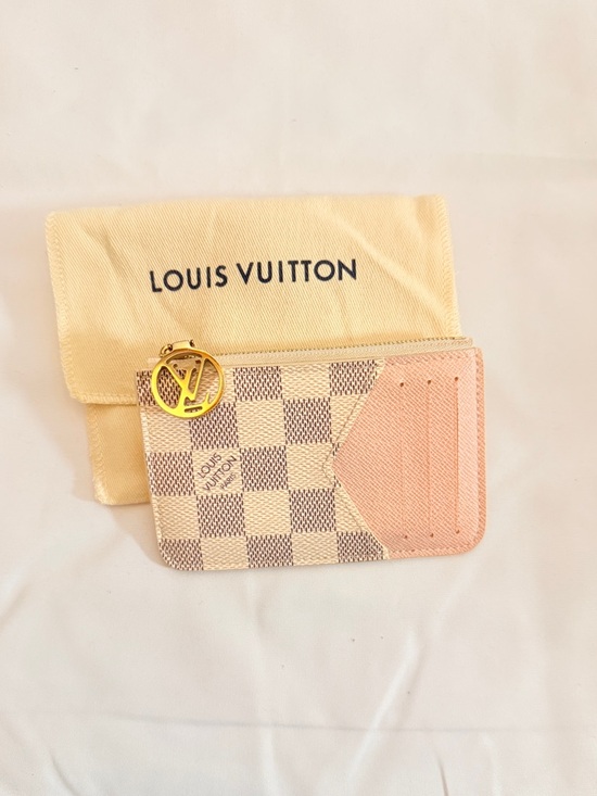 Louis Vuitton Handbags - Louis Vuitton Damier Azur Cream and Gray Key Pouch with Gold Charm